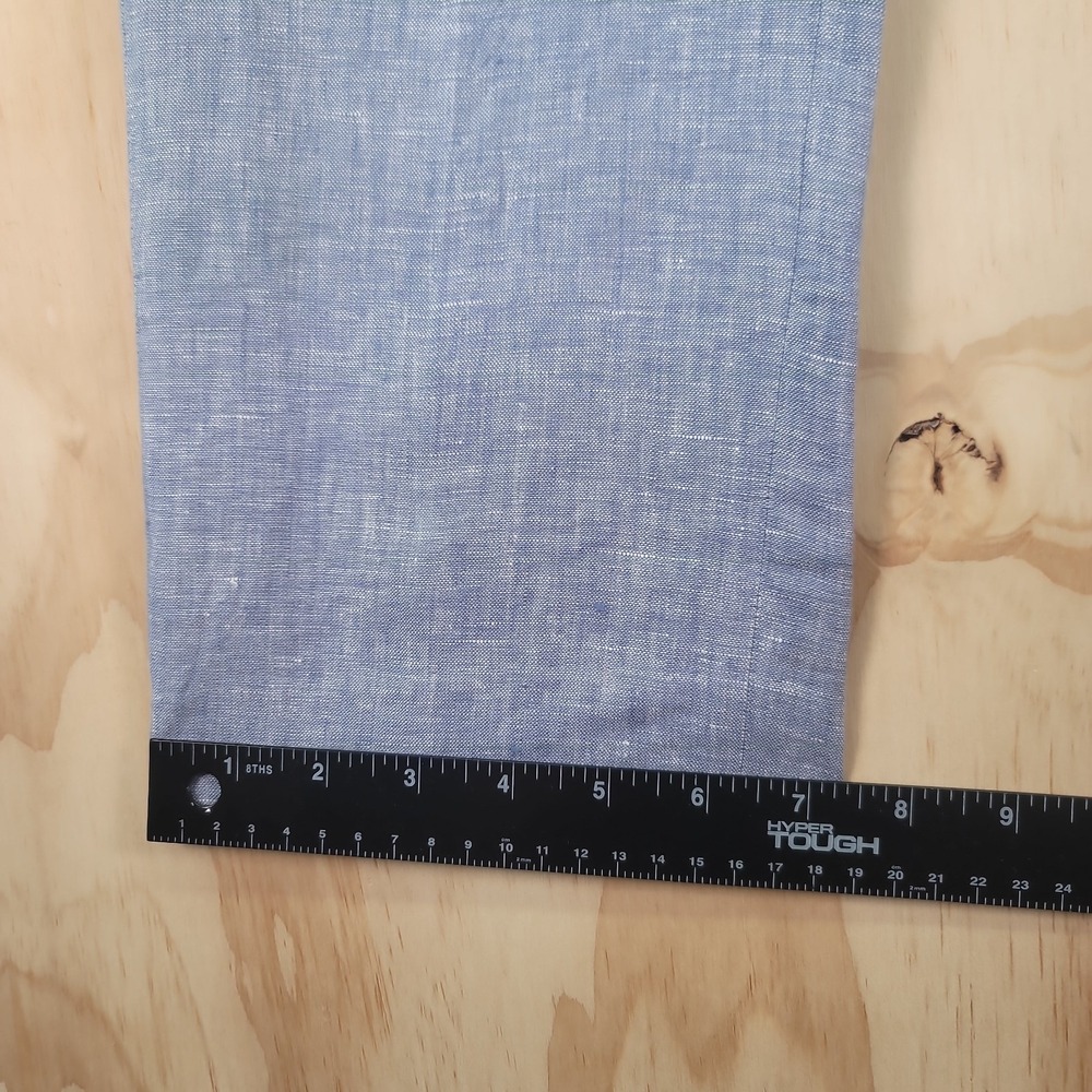 Bar III Dress Pants Mens Size 31x30 Blue 100% Linen Slim Fit Straight Preppy - Picture 5 of 15